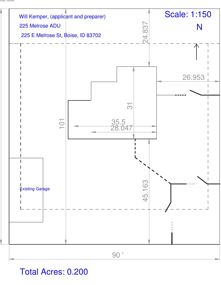 Site plan: Attached accessory dwelling unit approved for single-family home
