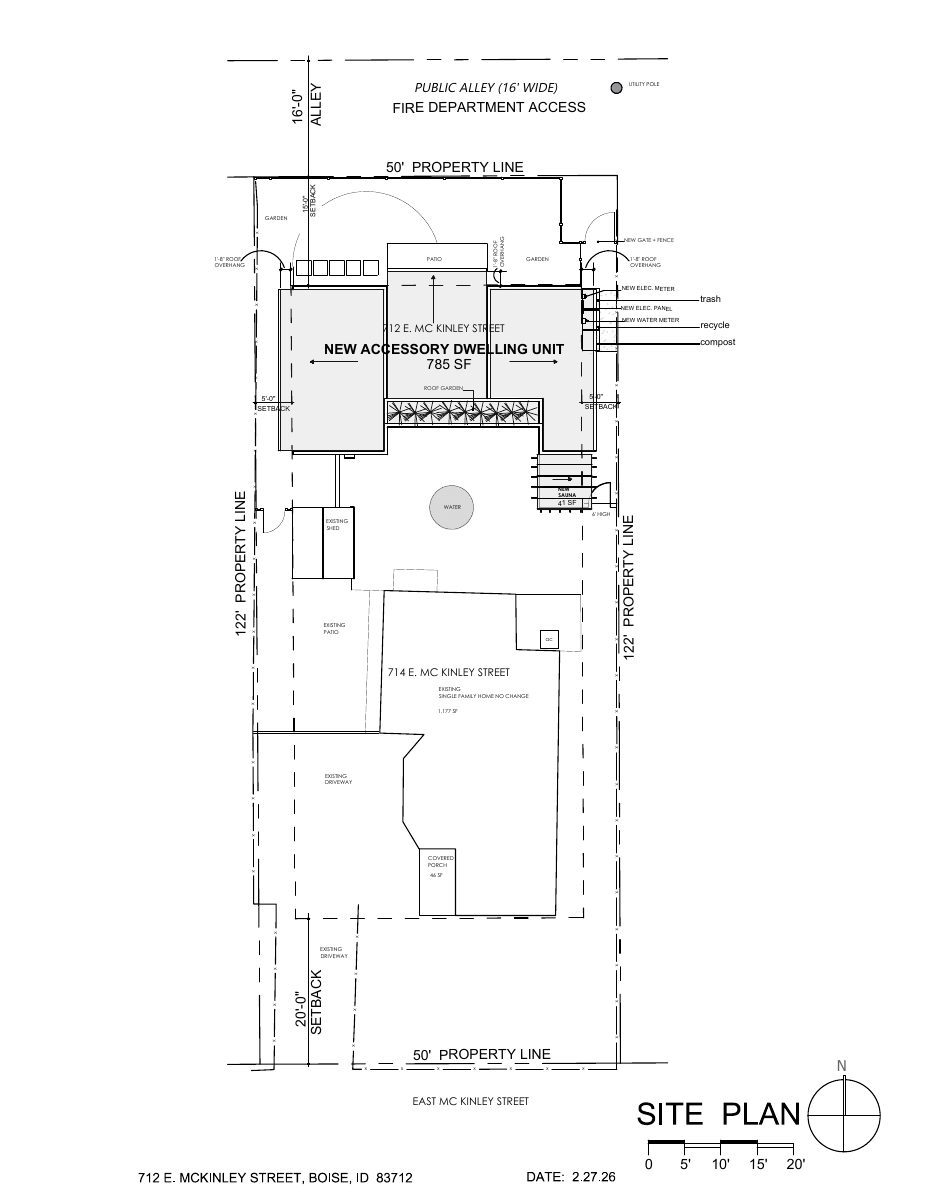 Site plan: 785-square-foot detached backyard unit approved in historic district