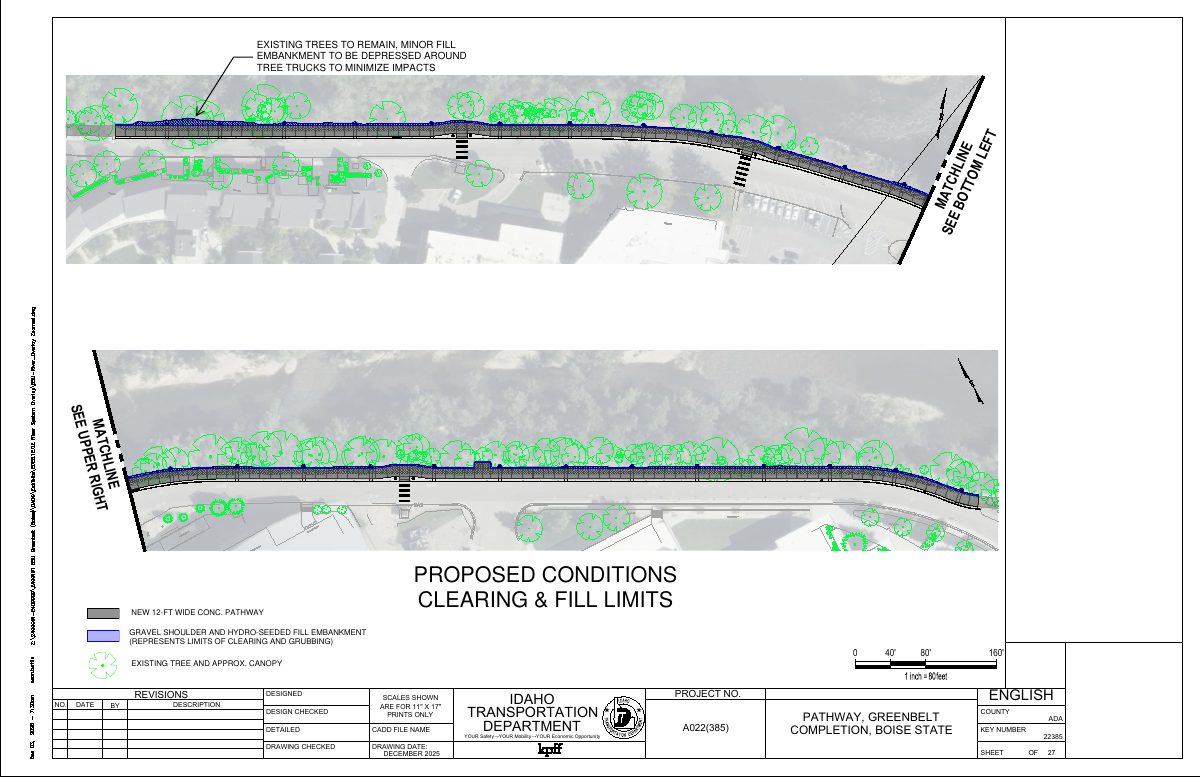 Site plan: Wider concrete Greenbelt path approved along river on university campus