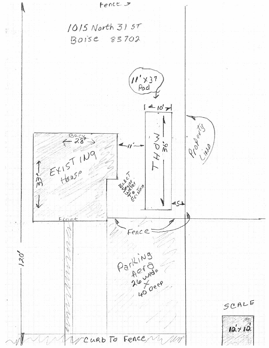 Site plan: Tiny house on wheels sought on small residential lot