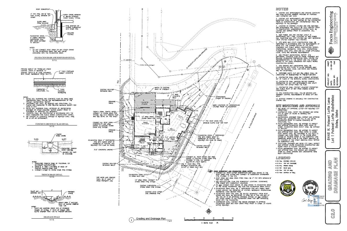 Site plan: Single-family home on small hillside lot approved by city staff