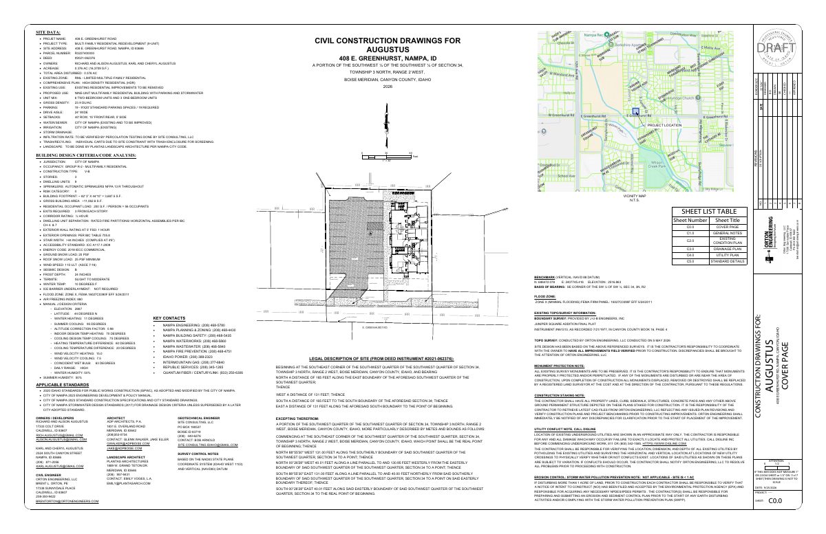 Site plan: 9-unit multifamily building proposed to replace existing home