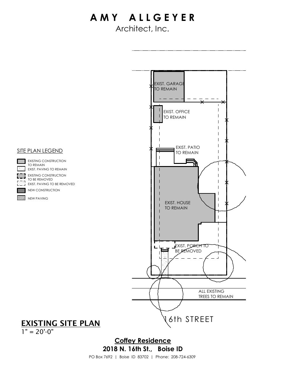 Site plan: Larger front porch approved for single-family house in historic district, with conditions