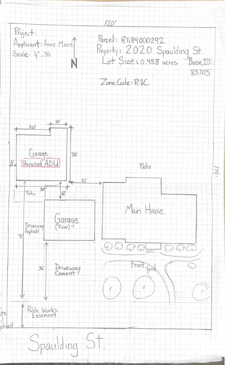 Site plan: Detached garage in Boise would become a 1-unit accessory dwelling, approved
