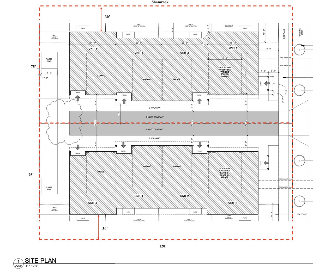 Site plan: Plan for two fourplexes on adjusted lots withdrawn