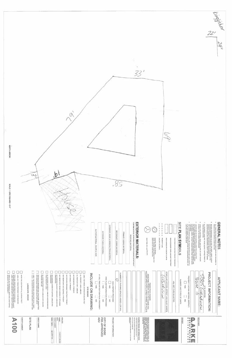 Site plan: Pre-approved 491-square-foot backyard cottage proposed at existing single-family home