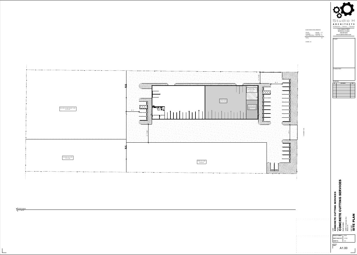 Site plan: 20,000-square-foot industrial building proposed for concrete cutting company