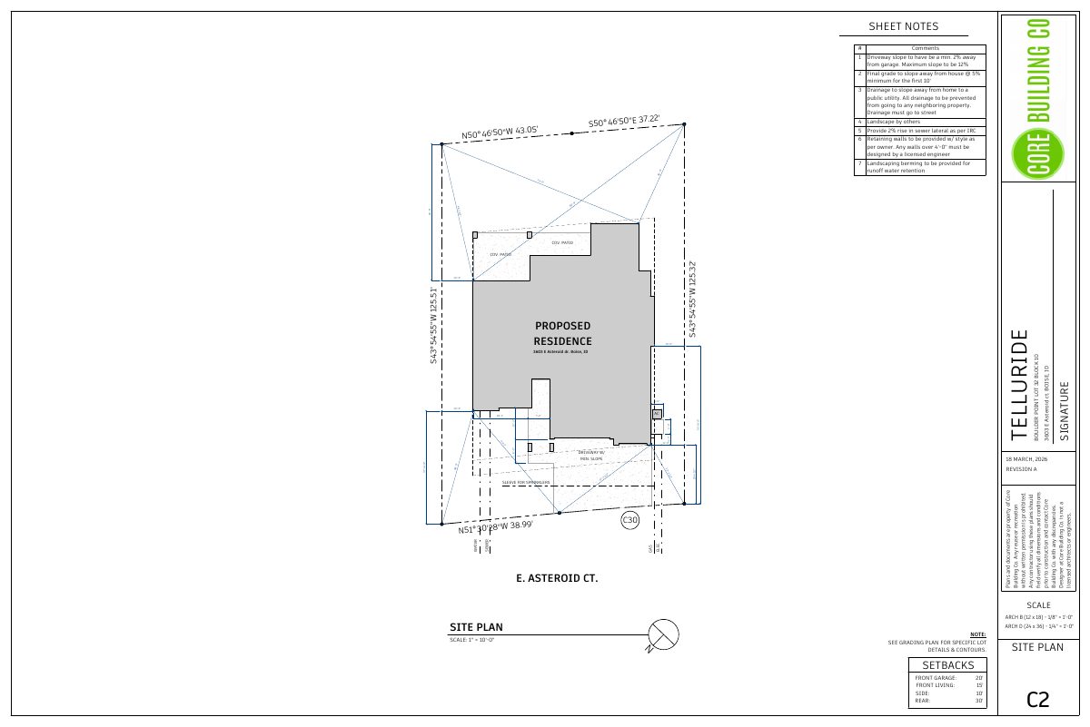 Site plan: Single-family home proposed on 0.23-acre lot in Hillside Overlay