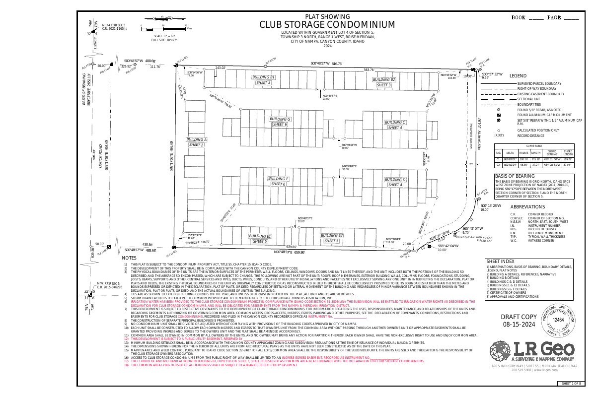 Site plan: Storage condo subdivision with 9 buildings approved on 9.15 acres