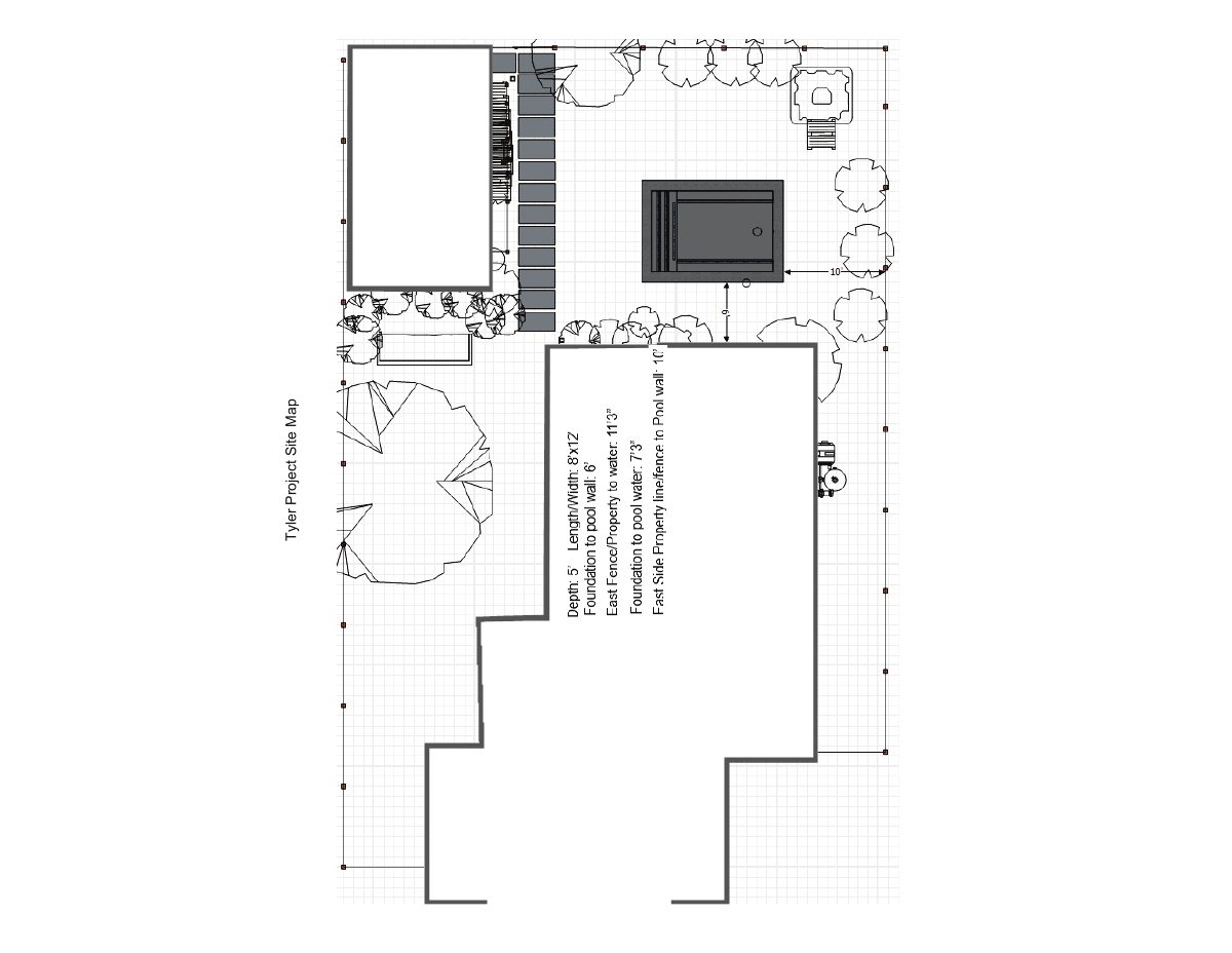 Site plan: Backyard in-ground pool approved at home in historic district