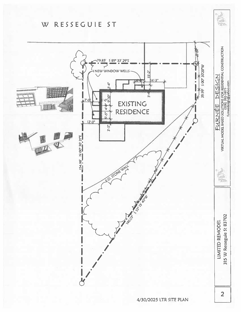 Site plan: Window wells for historic home approved by city staff