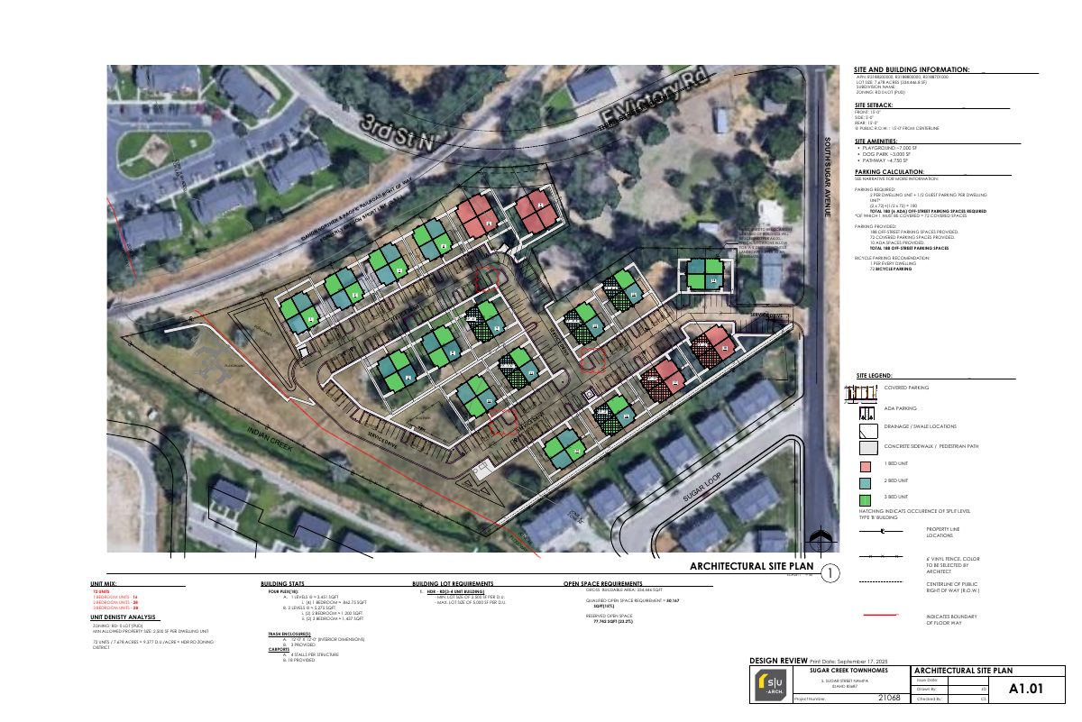 Site plan: 72-townhome subdivision approved with conditions on 7.68 acres