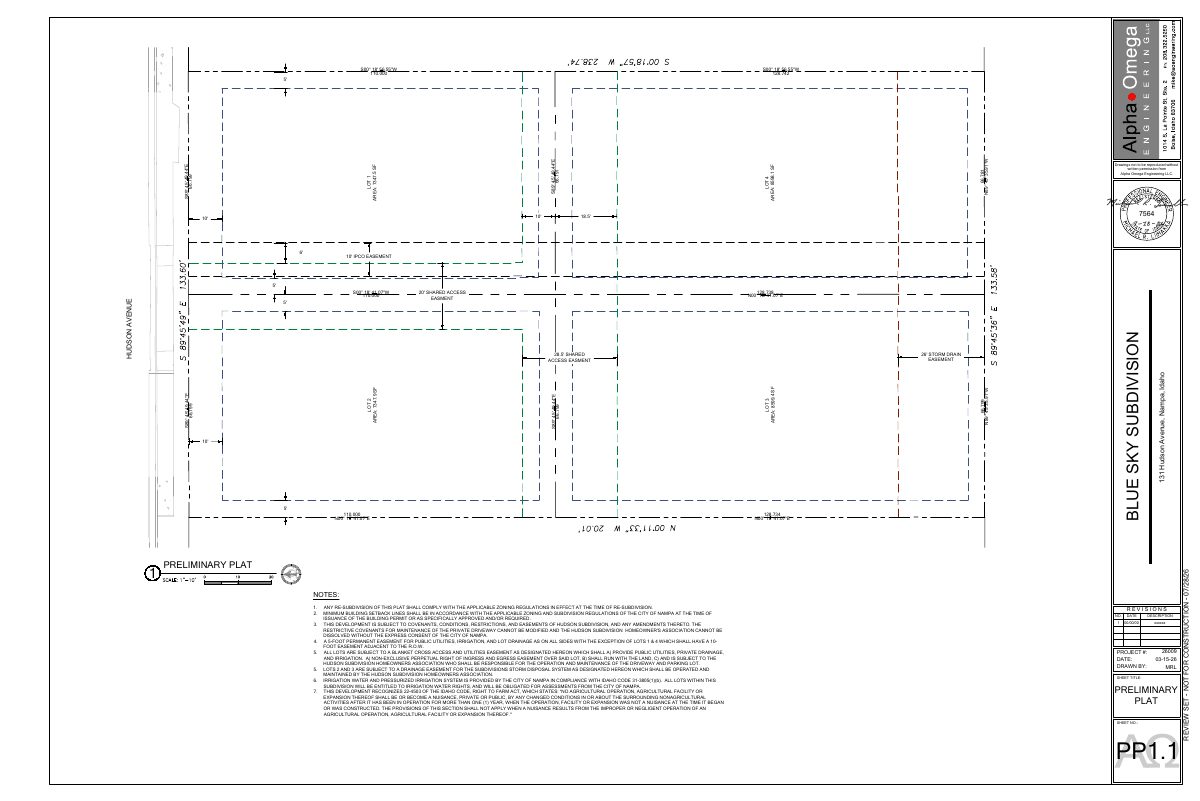 Site plan: 4-lot subdivision with 8 duplex units proposed on 0.73 acres