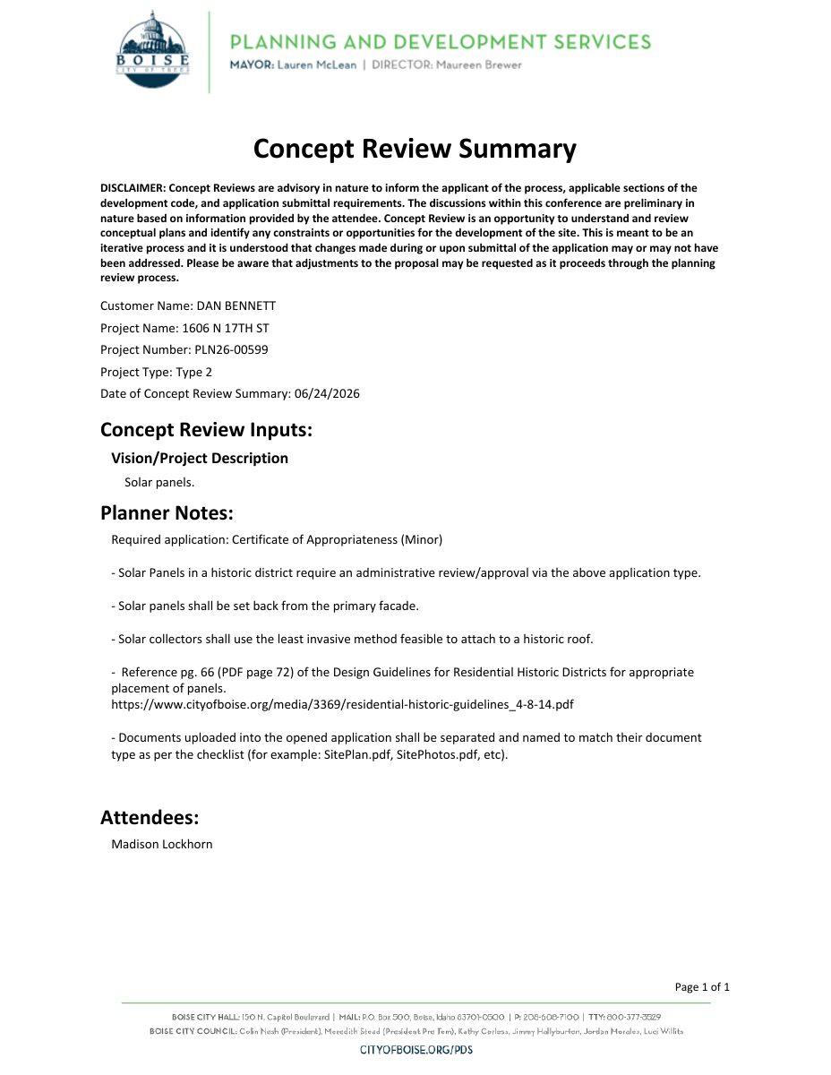 Site plan: Solar panel installation at a home approved by Boise planning staff