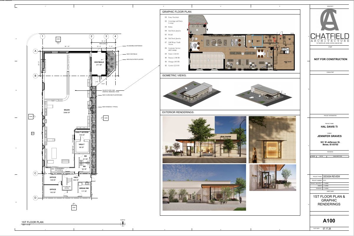 Site plan: Facade remodel and small entry addition approved for jewelry store building