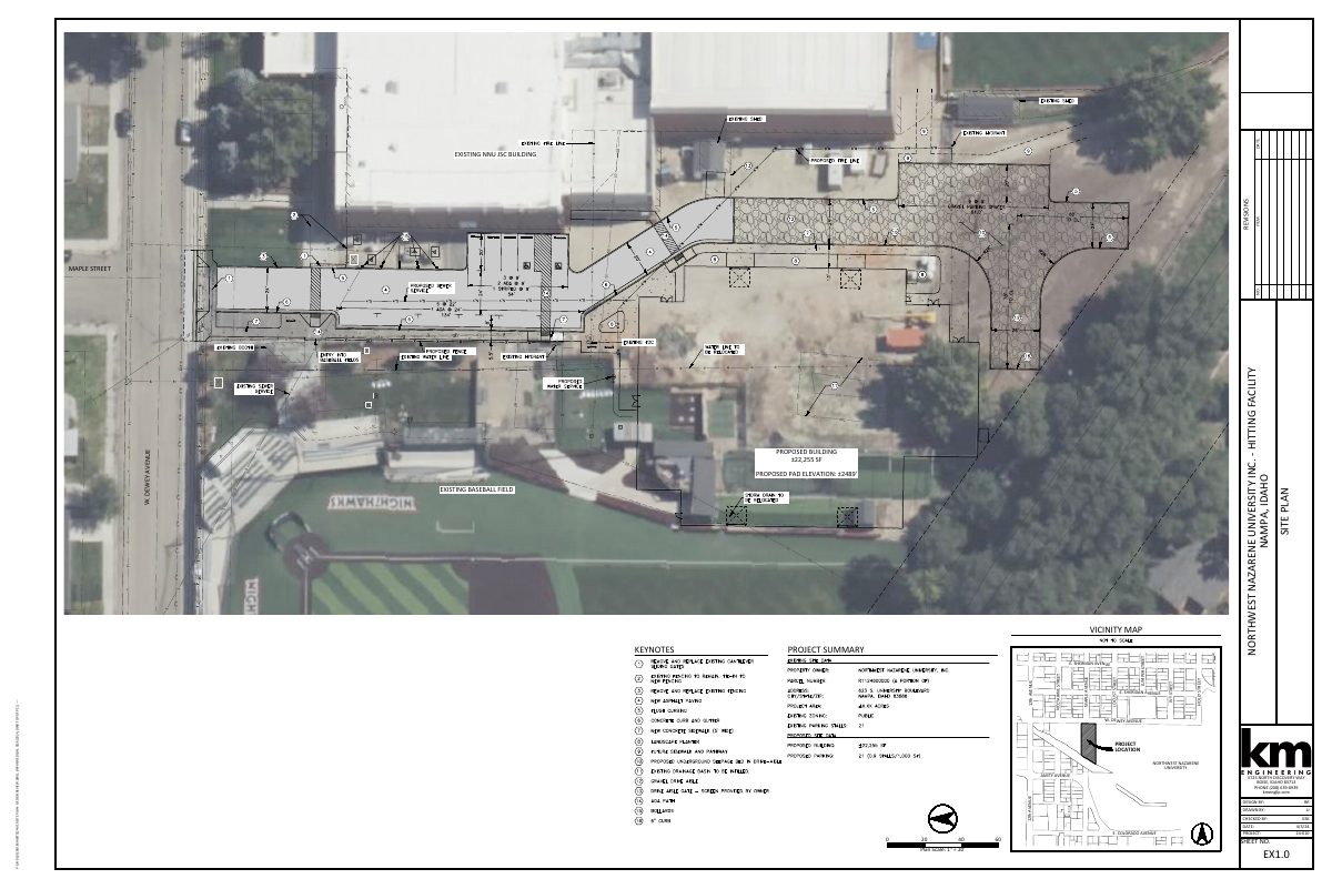 Site plan: 22,281-square-foot hitting facility for Northwest Nazarene University approved