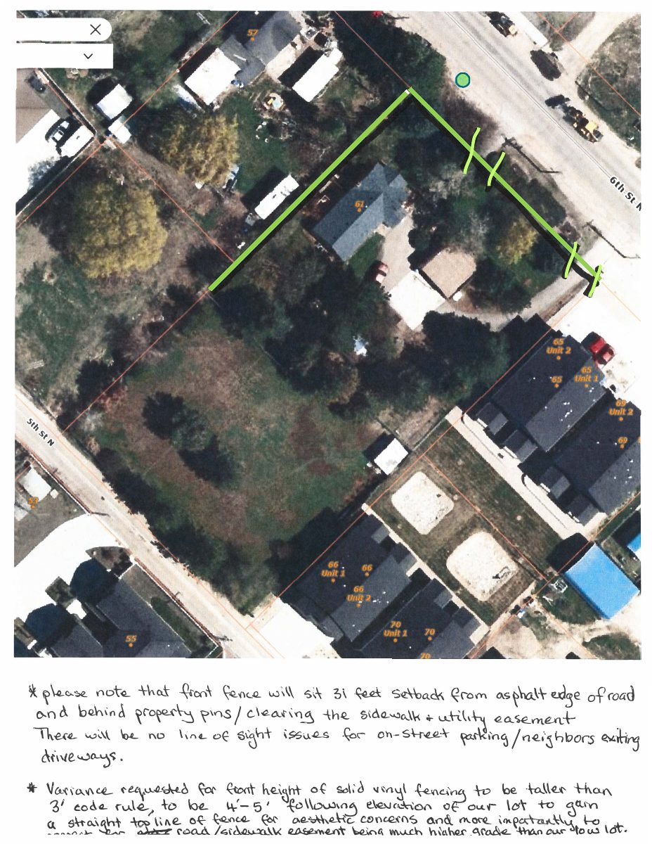 Site plan: Fence height variance approved for residence in Nampa